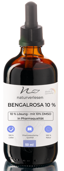 50ml Bengalrosa 10% Lösung mit DMSO | Sehr intensiver Farbstoff in Pharmaqualität | unabhängig laborgeprüft in Deutschland | ohne unnötige Zusatzstoffe