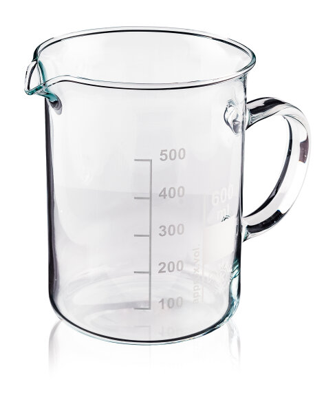 Beaker with handle, heatable Borosilicate: 600ml, low form